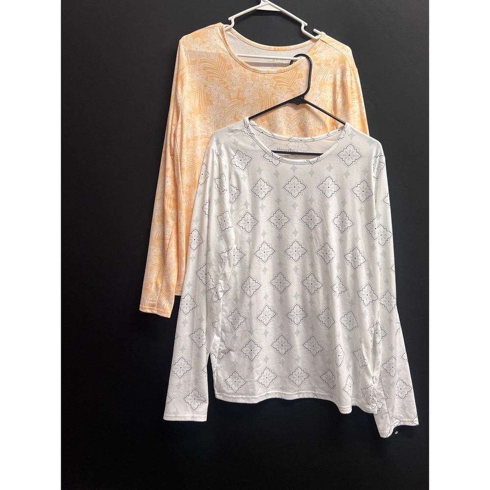 Hang Ten Sun Shirt Women's Peach, White Floral 2XL UPF 50+ Zip Pocket